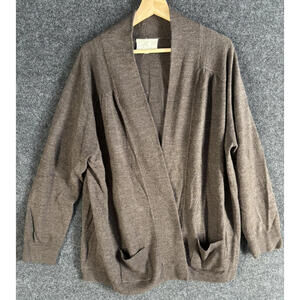Debbie Morgan Cardigan Women 3X Plus Brown Open Front Long Sleeve Pockets Casual